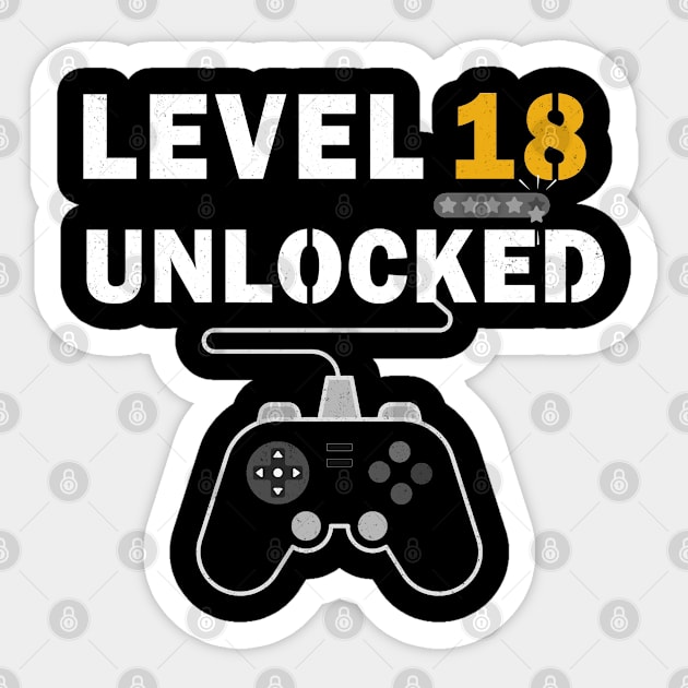 Level 18 Unlocked 18 years Old Gamer Birthday Gift Sticker by kaza191